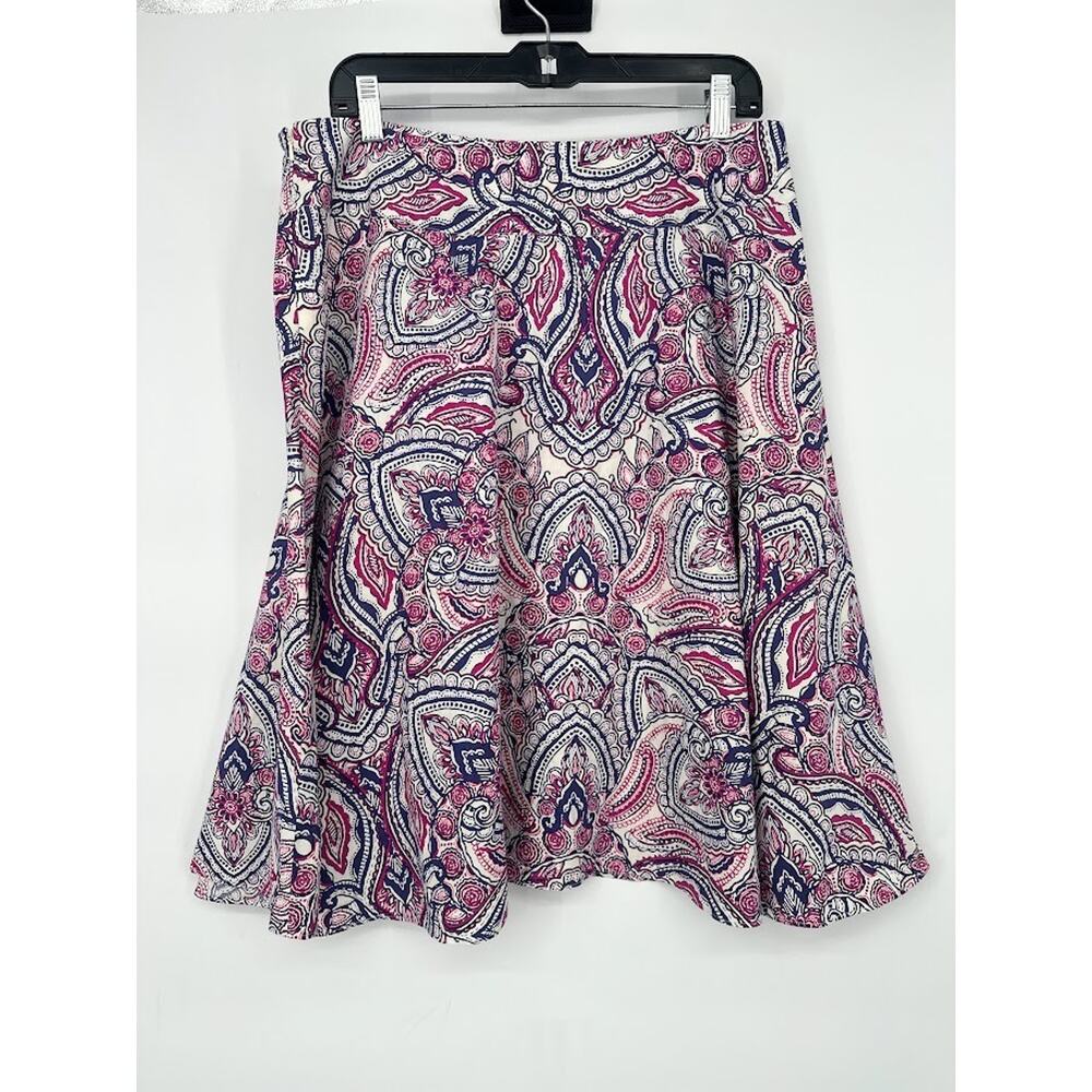 Talbots A-Line Skirt‎ Womens Size 10 Colorful Paisley Mom Career School Cotton